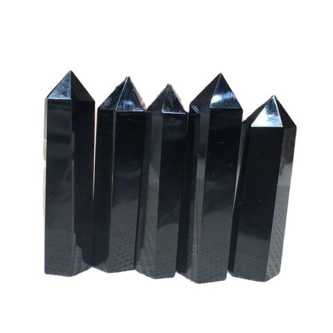 Healing Crystals Wand Tower Natural Black Obsidian Point For Home Decoration