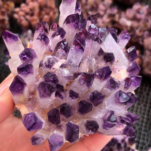 Hot day crystal cluster, purple crystal mineral processing from,