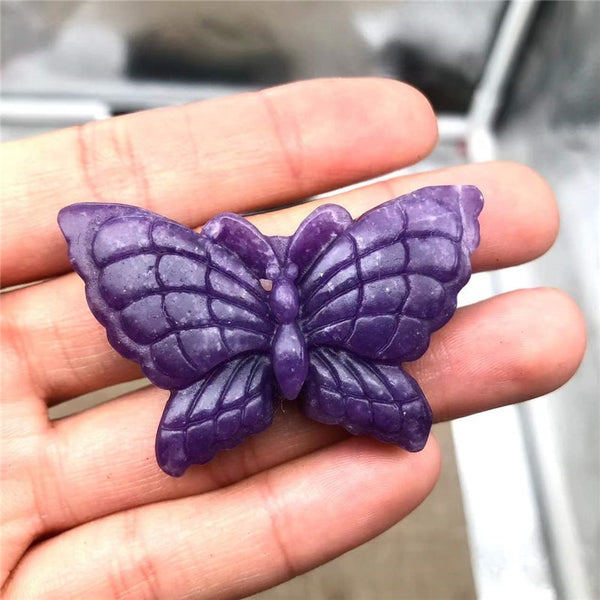 Lepidolite Elephant God Hand Carved Crystal Butterfly