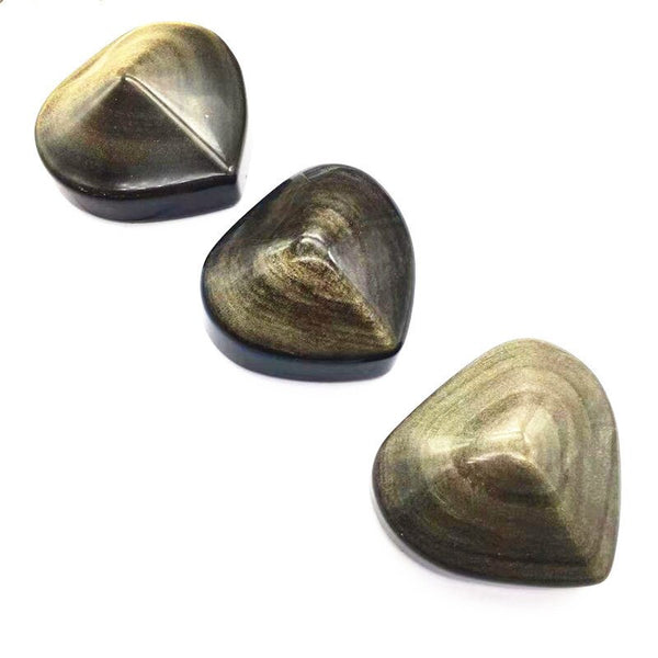 Natural Quartz Healing Stones Gold Obsidian Heart Shaped For Natural Stone Decor
