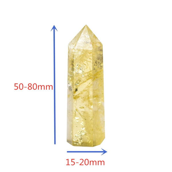 1pc Natural Crystal Point Citrine Healing Obelisk Yellow Quartz Wand Beautiful Ornament for Home Decor Energy Stone Pyramid