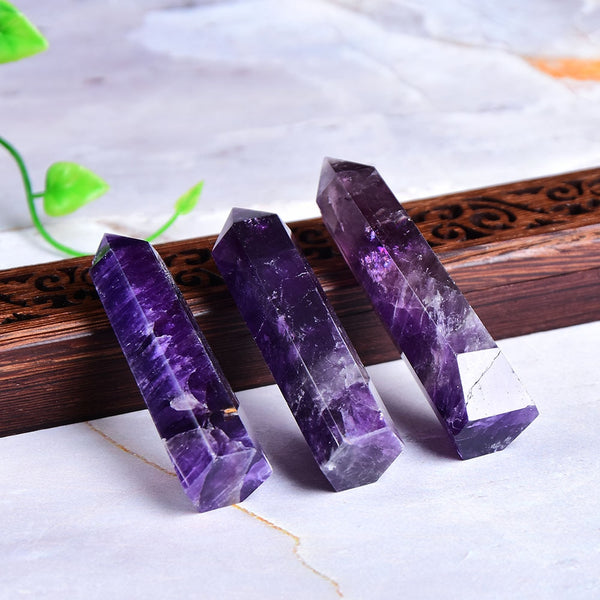 Natural Amethyst Point Crystal Healing Energy Stone Natural Quartz Home Decor Reiki Polished Crafts 50-80mm Stone Carved 1PC