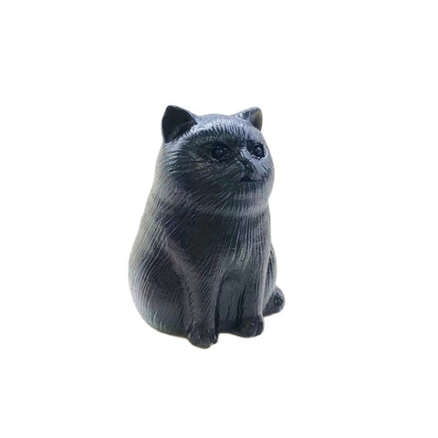 New Arrivals Semi-precious Stone Crafts Carved Natural Black Obsidian Lovely Cat For Gift