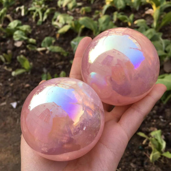 Angel aura rose quartz crystals ball