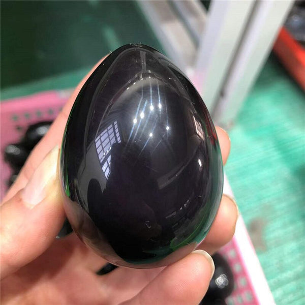 Natural Obsidian Crystal Egg Gemstone Massage Yoni Egg Crystal Reiki Healing Chakra Stone Home Decoration