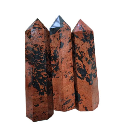 Natural Crystal Point Mahogany Obsidian Home Decor Quartz Healing Stone Hexagonal Obelisk Wand Point Stones Gift