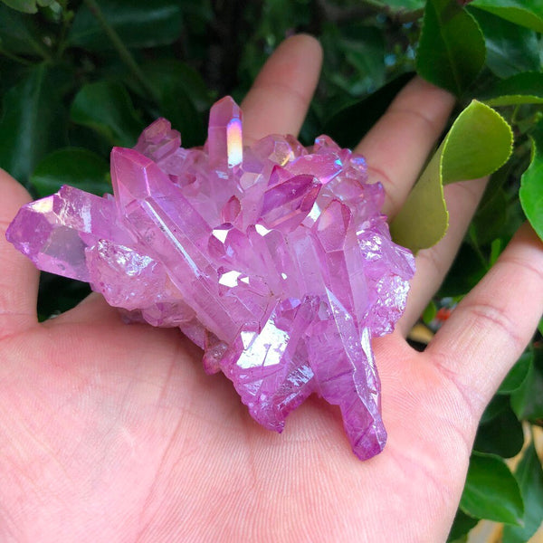 85g Rare bonito roxo chama aura cristal de quartzo cluster specimen