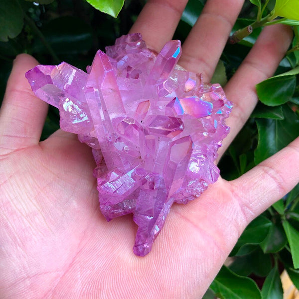 85g Rare bonito roxo chama aura cristal de quartzo cluster specimen