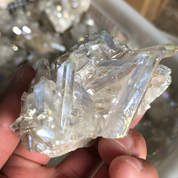 Natural quartz crystal electroplating sample energy solidification