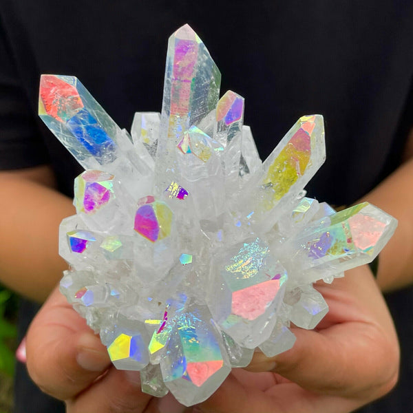 70-90mm Natural beauty Angel aura quartz crystal cluster for decoration