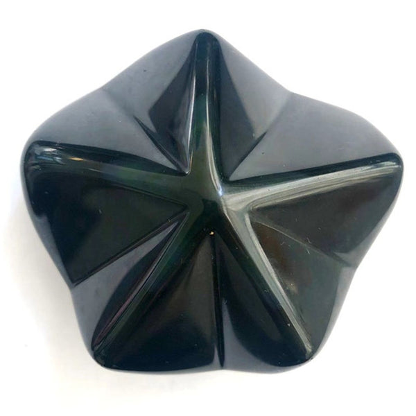 High Quality Natural Quartz Crafts Healing Rainbow Obsidian Pentagram For Christmas Decoration