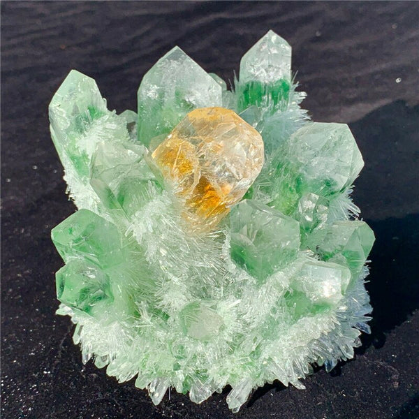 780g Natural Green ghost Quartz Cluster Mineral Crystal Specimen Healing