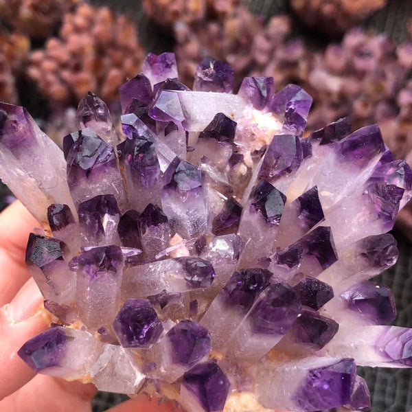 Hot day crystal cluster, purple crystal mineral processing from,