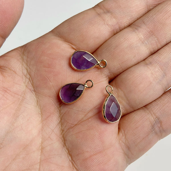 Natural Purple Stone Amethysts Slice Pendant
