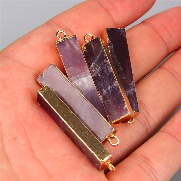 Natural Purple Stone Amethysts Slice Pendant