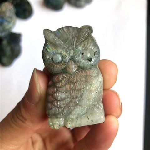 crystal carvings owl labradorite