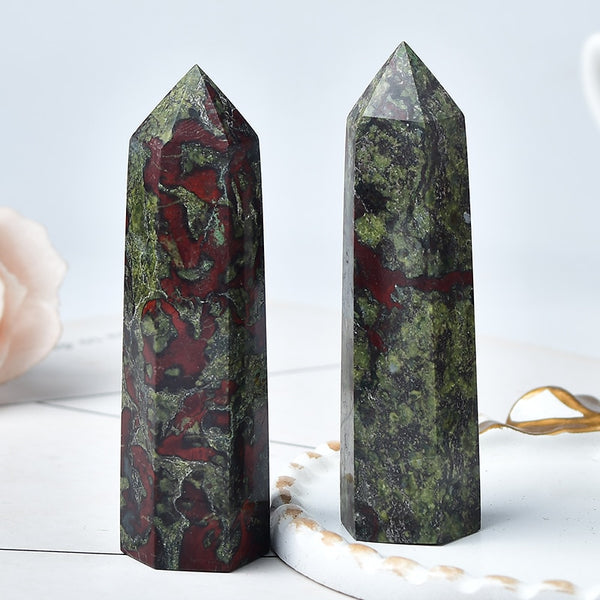 1PC Natural Dragon Blood Stone Crystal Point Reiki Healing Stone Hexagonal Prisms Obelisk Wand Tower Energy Meditation DIY Gift