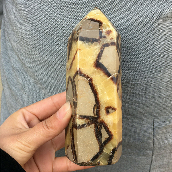 Large Natural dragon septarian quartz Obelisk Crystal wand