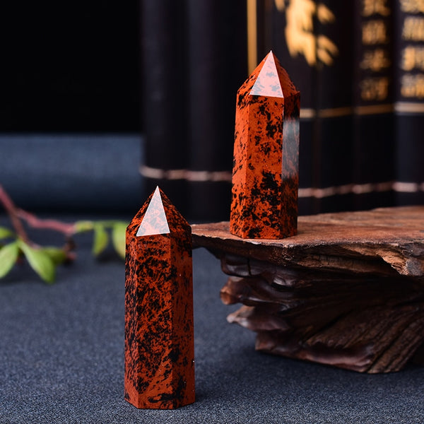 Natural Red obsidian Crystal Point Healing Stone Quartz Crystal Wand Red Stone 50-80mm for Home Decoration Mineral DIY Gift