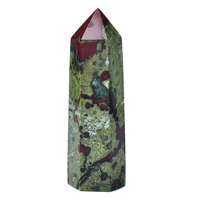 1PC Natural Dragon Blood Stone Crystal Point Reiki Healing Stone Hexagonal Prisms Obelisk Wand Tower Energy Meditation DIY Gift