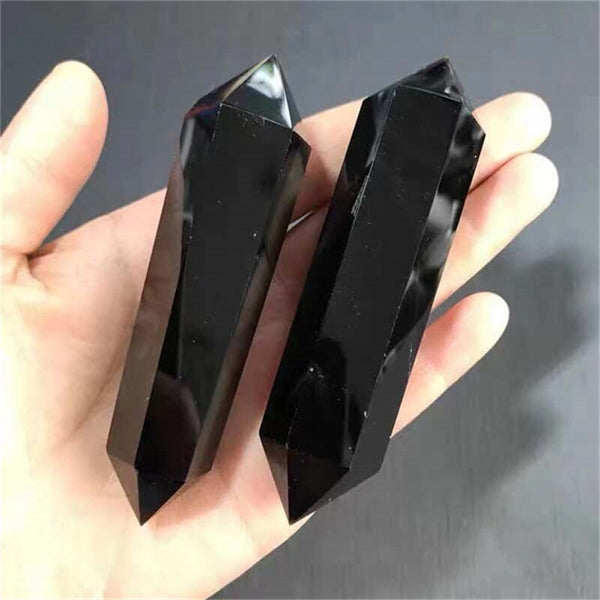 Natural Crystal Double Pointed Pyramid Pillar Point Magic Wand Gemstone Home Decoration
