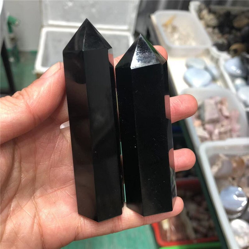 Healing Crystals Wand Tower Natural Black Obsidian Point For Home Decoration