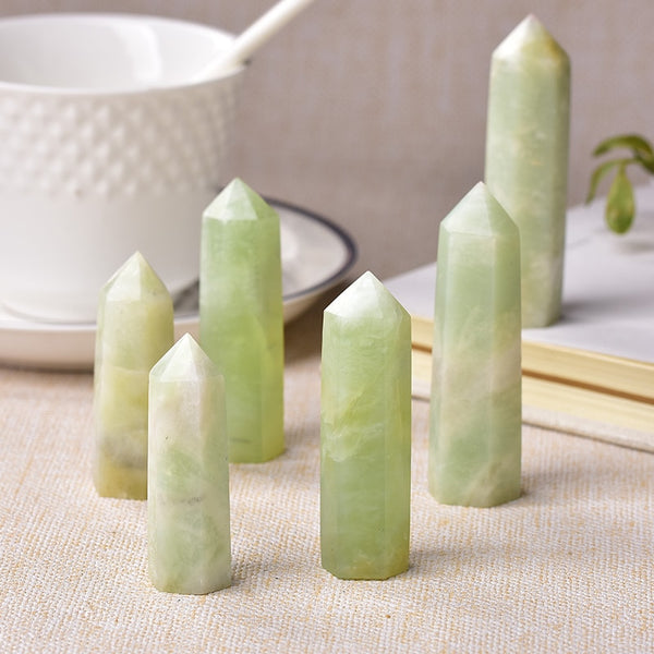 1pc Natural Crystal Point Snowflakes Jade Healing Obelisk Quartz Wand Obelisk Ornament for Home Decor Reiki Energy Stone Pyramid