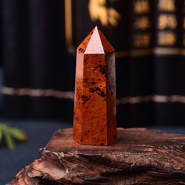 Natural Red obsidian Crystal Point Healing Stone Quartz Crystal Wand Red Stone 50-80mm for Home Decoration Mineral DIY Gift