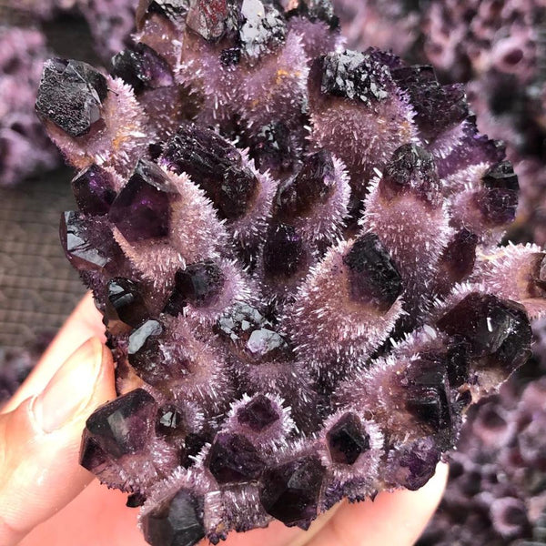 Hot day crystal cluster, coffee amethyst mineral processing from,