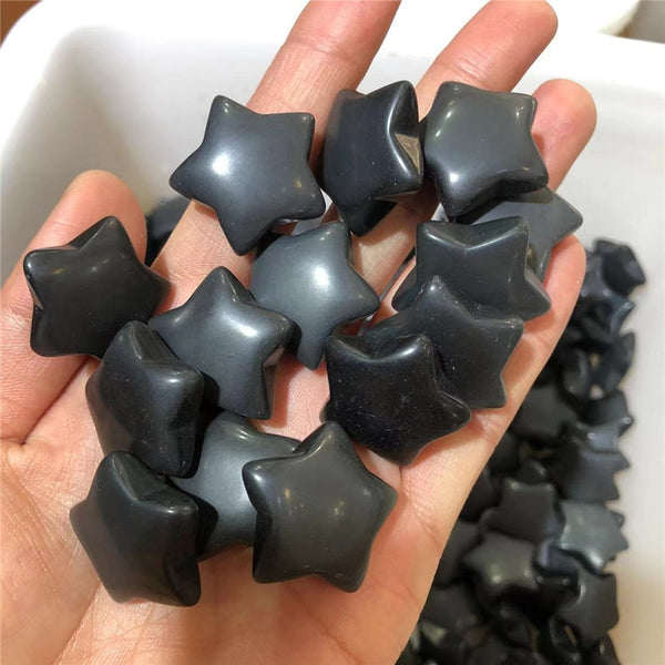 Beautiful 1pc Natural Black Obsidian Crystal Stone Star Shaped Healing Gemstones Polished Gift Natural Quartz Crystals