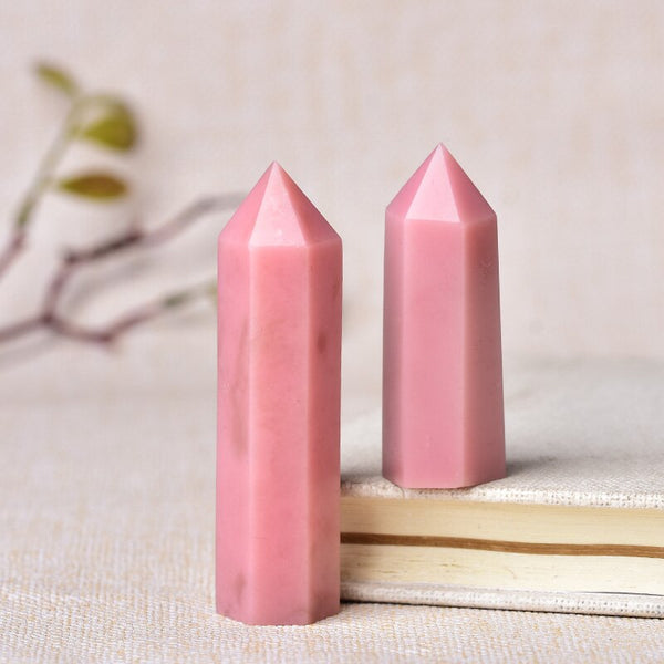1PC Natural Stone Pink Opal Crystal Point Wand Healing Energy Quartz Home Decoration Reiki Polished 50-80mm Stone Chakra Obelisk