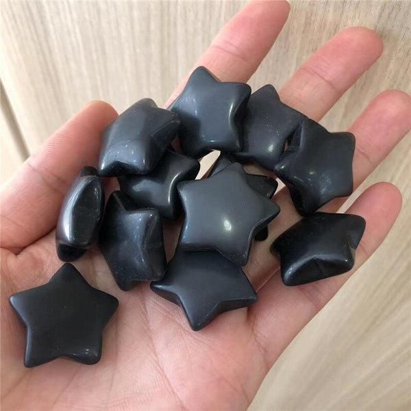 Beautiful 1pc Natural Black Obsidian Crystal Stone Star Shaped Healing Gemstones Polished Gift Natural Quartz Crystals