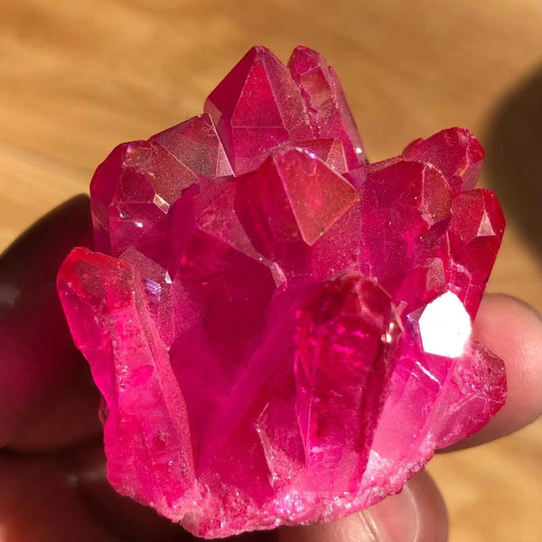 Red Titanium Rainbow Halo Lemuria Quartz Cluster Crystal Point Healing