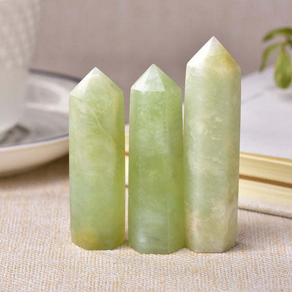 1pc Natural Crystal Point Snowflakes Jade Healing Obelisk Quartz Wand Obelisk Ornament for Home Decor Reiki Energy Stone Pyramid