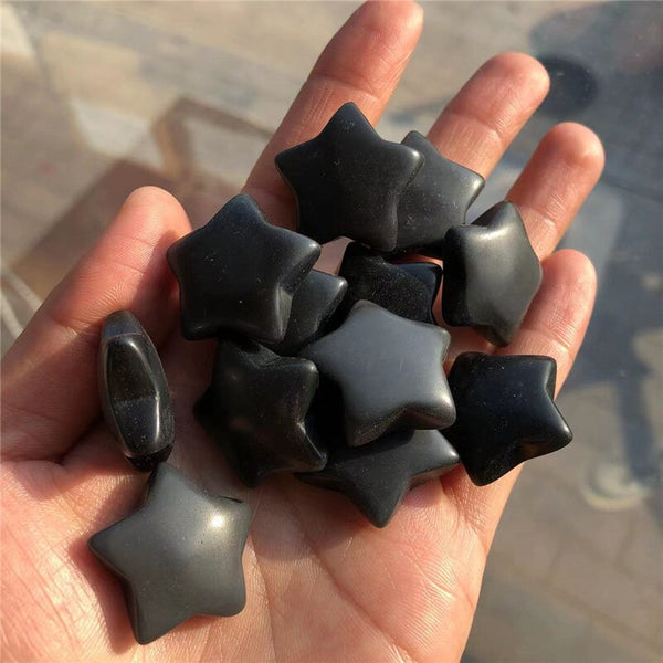 Beautiful 1pc Natural Black Obsidian Crystal Stone Star Shaped Healing Gemstones Polished Gift Natural Quartz Crystals