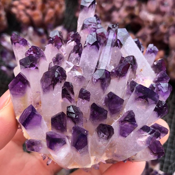 Hot day crystal cluster, purple crystal mineral processing from,