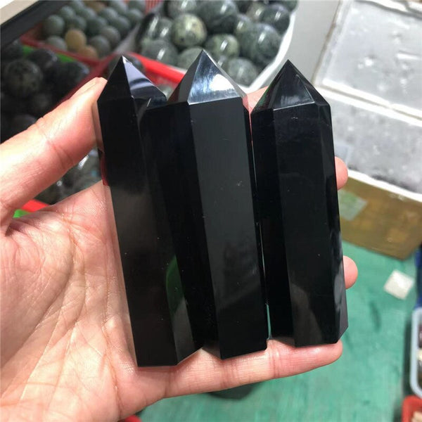 Healing Crystals Wand Tower Natural Black Obsidian Point For Home Decoration