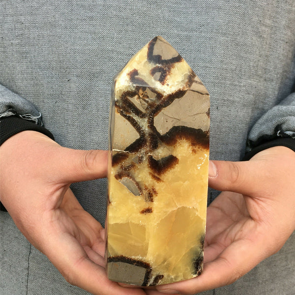 Large Natural dragon septarian quartz Obelisk Crystal wand
