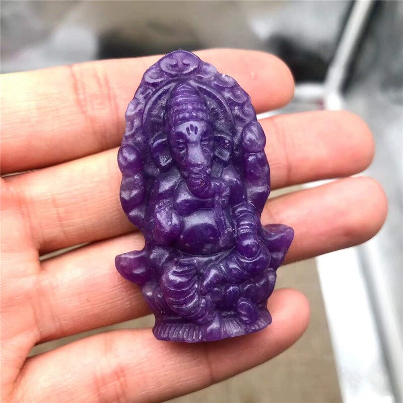 Lepidolite Elephant God Hand Carved Crystal Butterfly