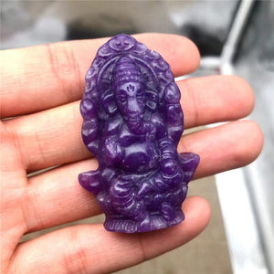 Lepidolite Elephant God Hand Carved Crystal Butterfly