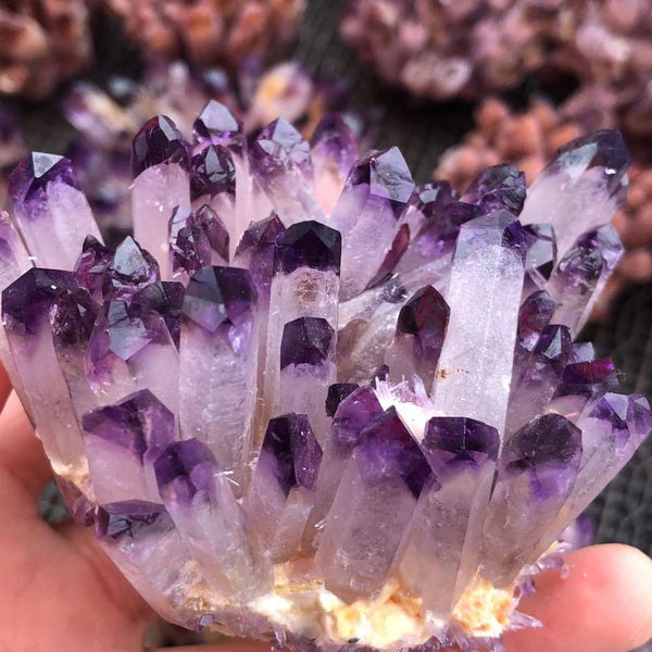 Hot day crystal cluster, purple crystal mineral processing from,