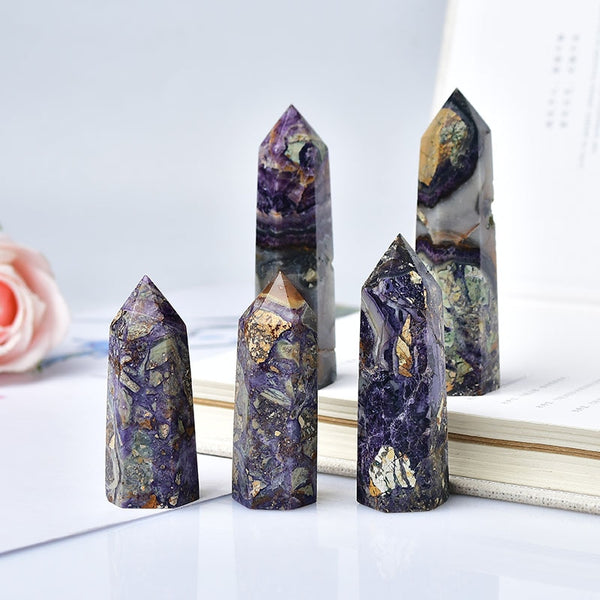 Natural Crystal Point Calcite Healing Stone Obelisk Colorful Quartz Wand Beautiful Ornament for Home Decor Energy Stone Pyramid