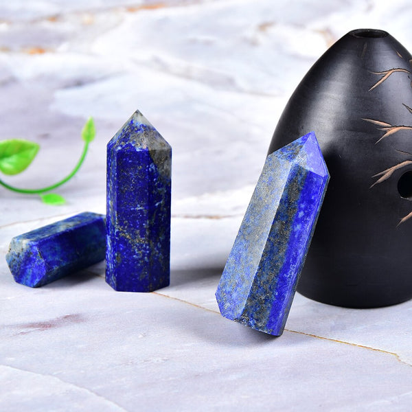 1PC Natural Crystal Lapis Hexagonal Column Crystal Point Mineral Repair Home Furnishing DIY Gift Decoration