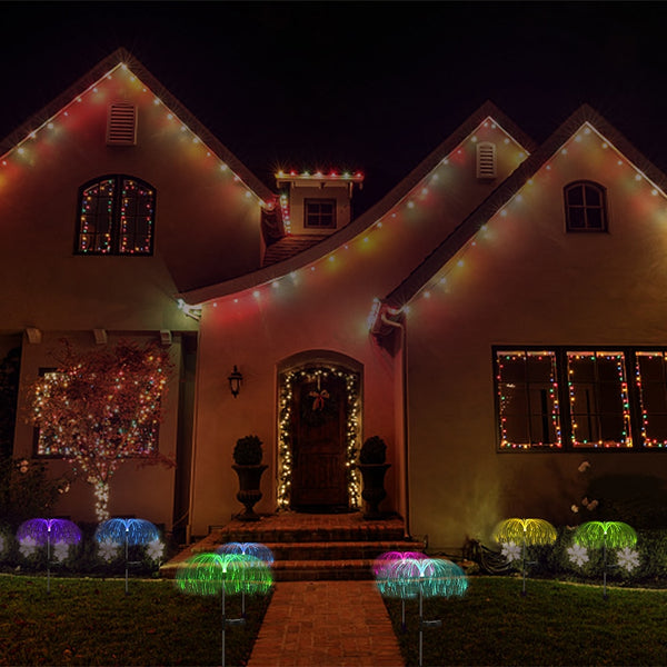2pcs LED Solar Light Outdoor Fiber Optic Jellyfish Colorful Lamp Color Changing Garden Ground Lawn Pathway Street Lighting Decor