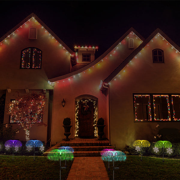2pcs LED Solar Light Outdoor Fiber Optic Jellyfish Colorful Lamp Color Changing Garden Ground Lawn Pathway Street Lighting Decor
