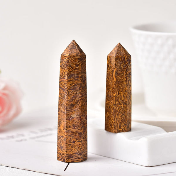 Natural Crystal Point Stones Spun Gold jade Quartz Tower Energy Healing Stone Yoga Meditation Obelisk Wand Home Decor Ornaments