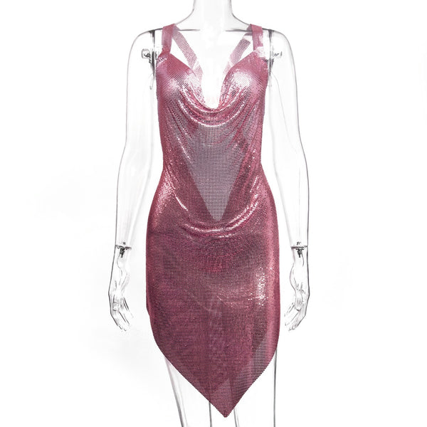 Sexy Backless Rhinestone Summer Dress