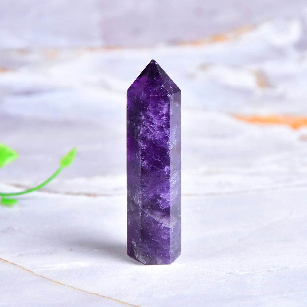 Natural Amethyst Point Crystal Healing Energy Stone Natural Quartz Home Decor Reiki Polished Crafts 50-80mm Stone Carved 1PC