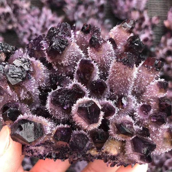 Hot day crystal cluster, coffee amethyst mineral processing from,