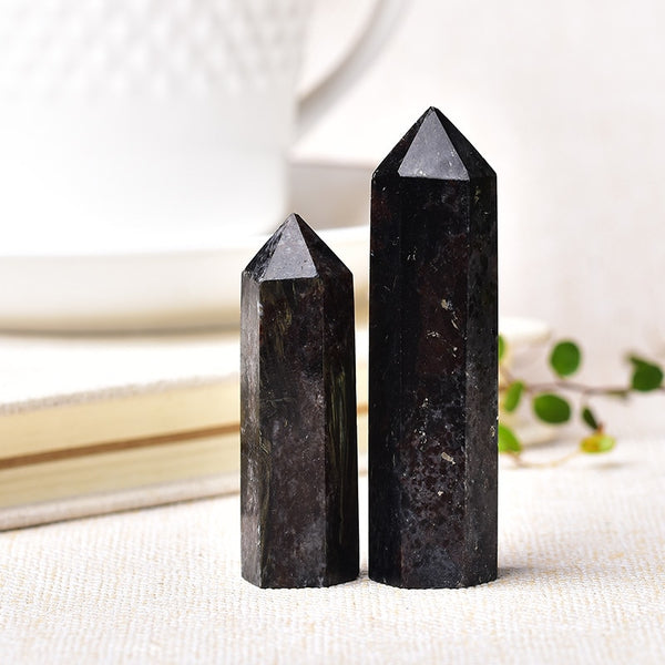 1pc Natural Crystal Point Astrophyllite Healing Stone Quartz Tower Fireworks stone Ornament for Home Decor Reiki Energy Stone